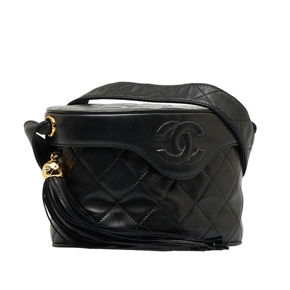 Chanel Black Leather Cocomark Shoulder Crossbody Bag Tassel - Picture 1 of 11